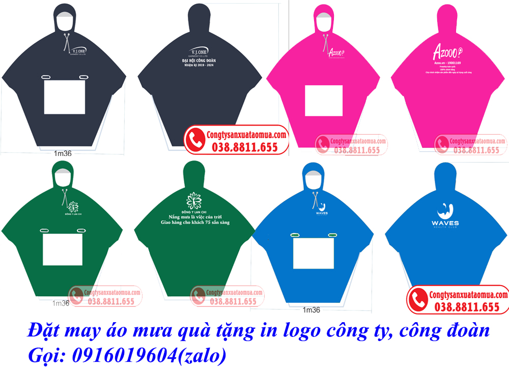 Sản xuất áo mưa quảng cáo dáng cánh dơi in logo khách hàng