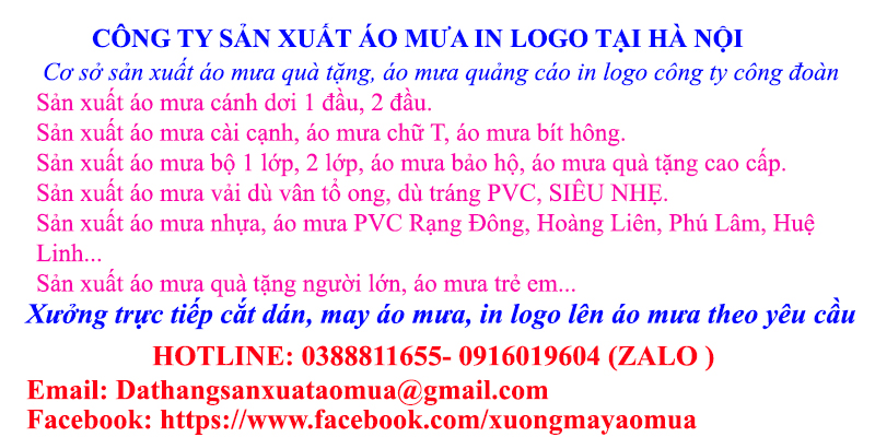 Công ty sản xuất áo mưa in logo tại Hà Nội