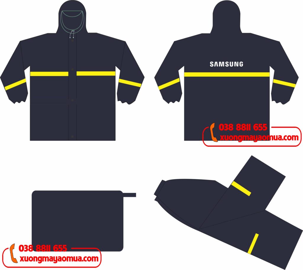 Thiết kế in logo công ty lên áo mưa cho Samsung