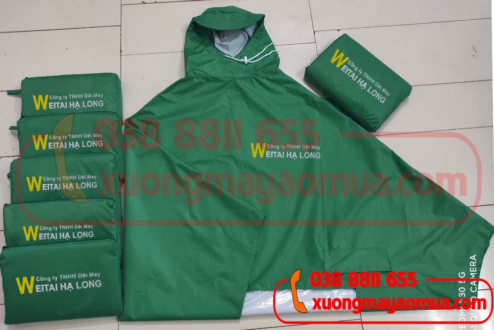 Cung cấp áo mưa in logo làm quà tặng công nhân viên công ty dệt may Weitai Hạ Long (Quảng Ninh)