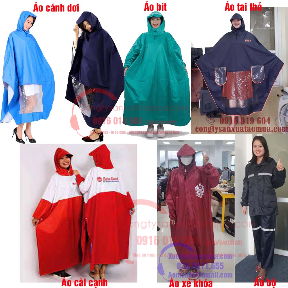 Một số mẫu áo mưa phổ biến nhất 2023 do xưởng áo mưa Hoa Nguyên sản xuất