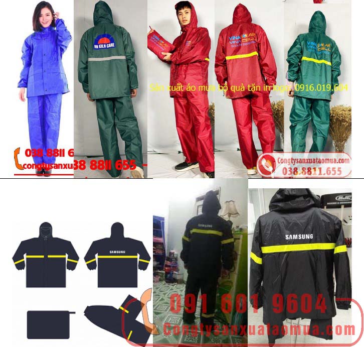 Công ty chuyên sản xuất áo mưa bộ 1 lớp, áo mưa bộ 2 lớp in logo